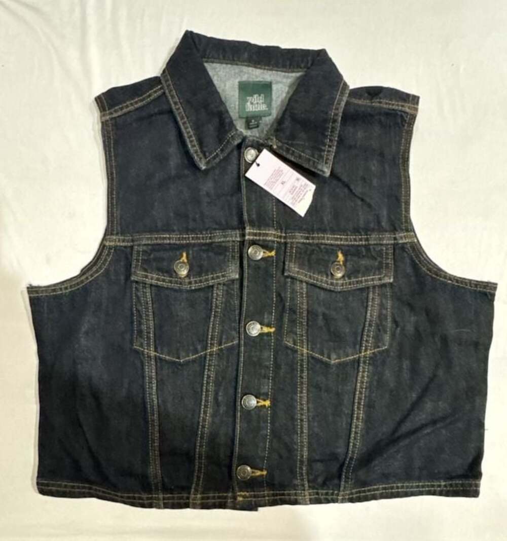 Z622 Wild Fable Dark Wash Denim Cropped Trucker Vest